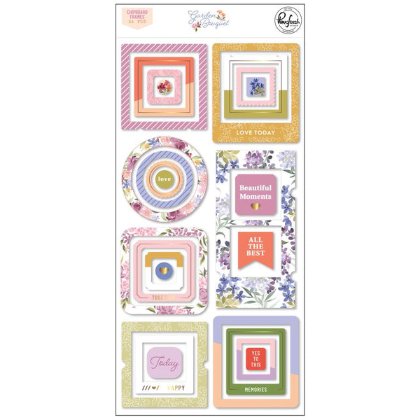 PinkFresh, Chipboard Frames Stickers, Garden Bouquet