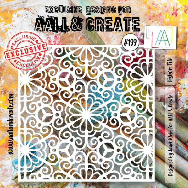 AALL And Create, #199, 6"X6" Stencil by Janet Klein, Lisbon Tile