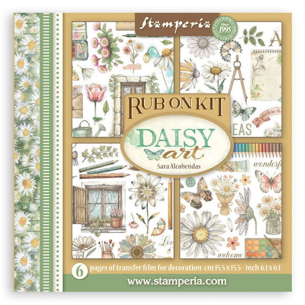 Stamperia, Assortment Rub-On Kit 6/Pkg, Daisy Art