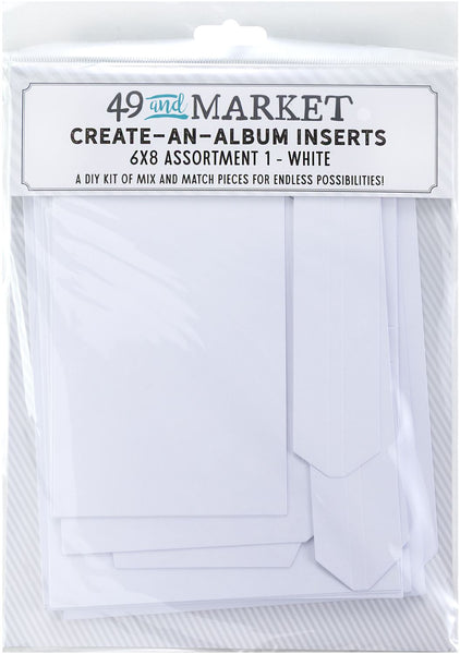49 And Market, Create-An-Album Foundation Inserts, 6"x8" Assortment #1, White (CAA-32819)