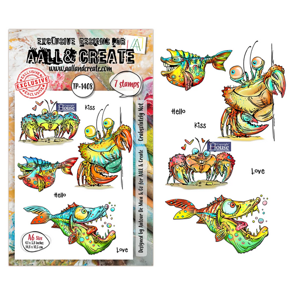 AALL & Create, #TP-1408, Crabsolutely Not, A6 Photopolymer Clear Stamp Set, Designed by Autour De Mwa & Co