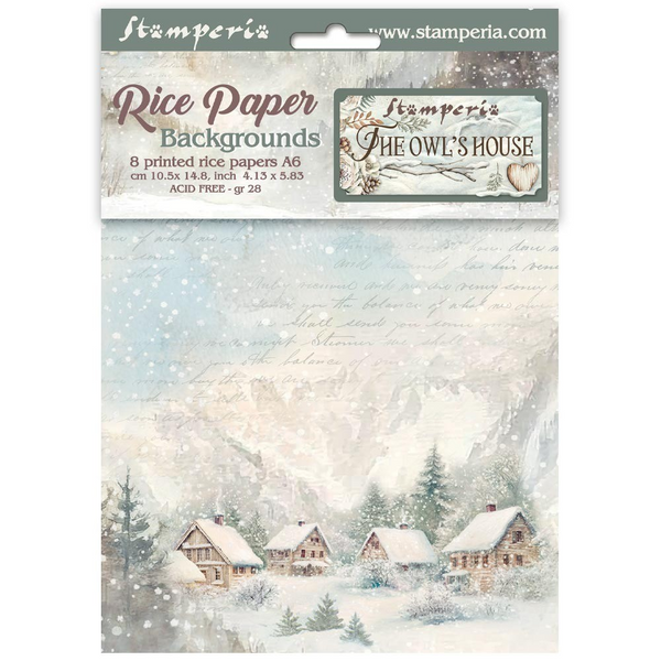 Stamperia, Assorted Mini Rice Paper Backgrounds A6 8/Sheets, The Owl's House (DFSAK6044)