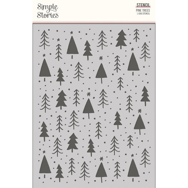 Simple Stories, Boho Christmas Stencil 6"X8", Pine Trees