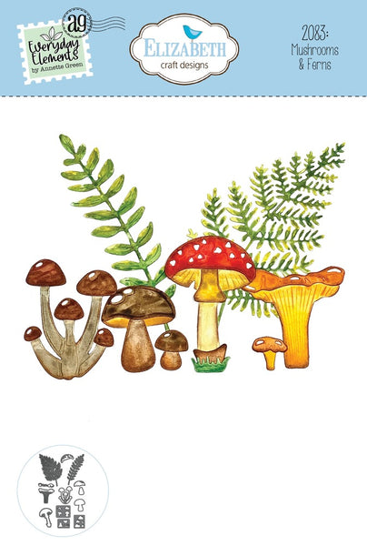 Elizabeth Craft Metal Die, Everyday Elements by Annette Green, Mushrooms & Ferns