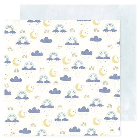 American Crafts Patterned Double-Sided Cardstock 12"X12", Hello Little Boy, Blue Rainbows (34030005)