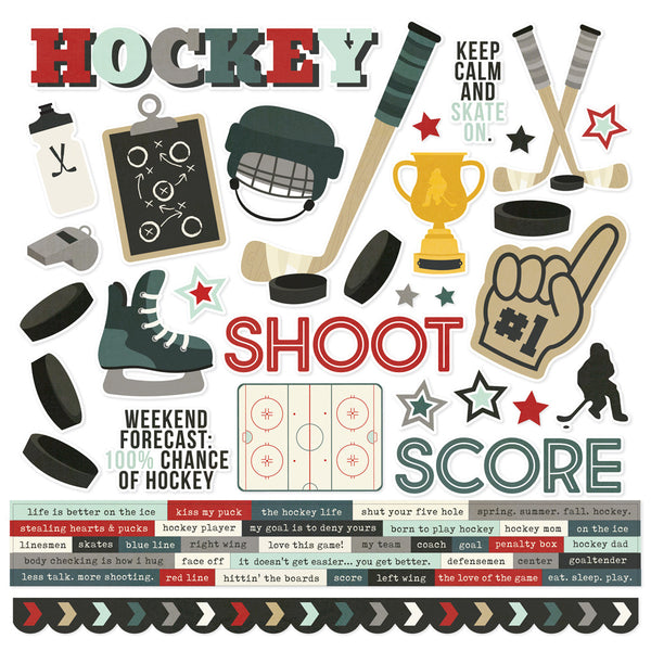 Simple Stories, Cardstock Stickers 12"X12", Hockey (21980)