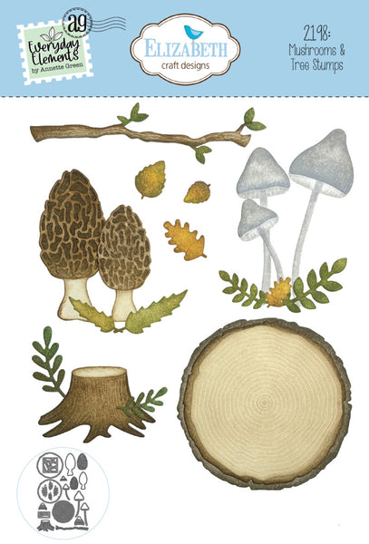 Elizabeth Craft Metal Die, Mushrooms & Tree Stumps