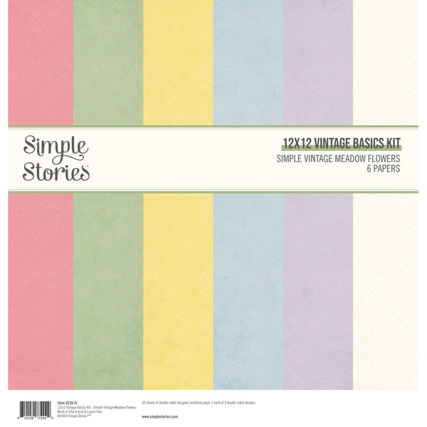 Simple Stories Vintage Basics Kit 12"X12", Simple Vintage Meadows Flowers