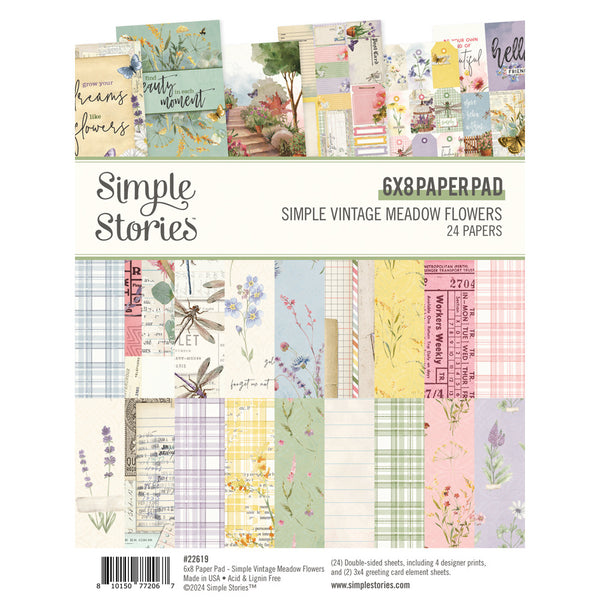 Simple Stories Double-Sided Paper Pad 6"X8" 24/Pkg, Simple Vintage Meadow Flowers