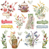 Simple Vintage Meadow Flowers Chipboard, Clusters