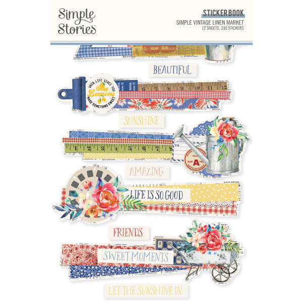 Simple Stories, Sticker Book 12/Sheets, Simple Vintage Linen Market