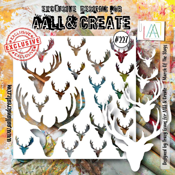 AALL & Create, #227, 6"x6" Stencil by Tracy Evans, March Of The Stags