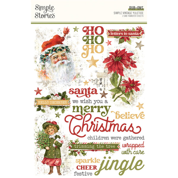 Simple Stories, Simple Vintage Yuletide Rub-Ons 6"X8"