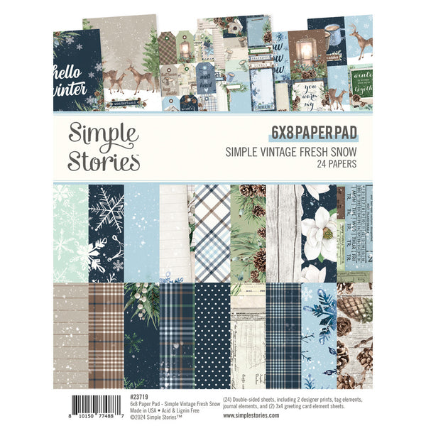 Simple Stories Double-Sided Paper Pad 6"X8" 24/Pkg, Simple Vintage Fresh Snow