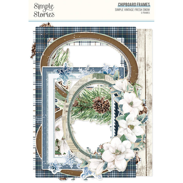 Simple Stories, Simple Vintage Fresh Snow Chipboard Frames, 6/Pkg