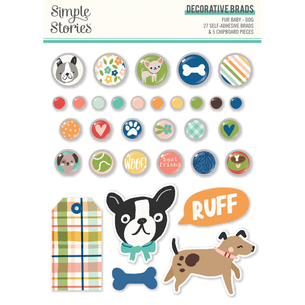 Simple Stories, Fur Baby - Dog, Decorative Brads (#24010)