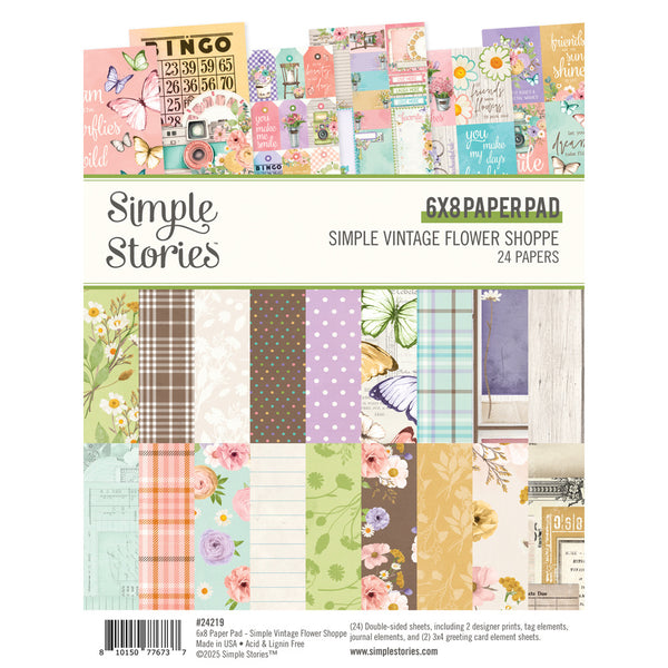 Simple Stories Double-Sided Paper Pad 6"X8" 24/Pkg, Simple Vintage Flower Shoppe
