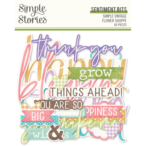 Simple Stories, Simple Vintage Flower Shoppe 66/Pkg, Sentiment Bits (#24224)