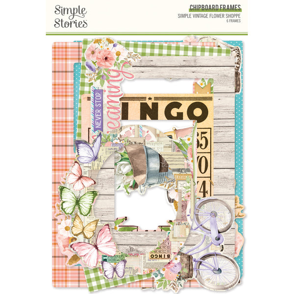 Simple Stories, Simple Vintage Flower Shoppe Chipboard Frames, 6/Pkg