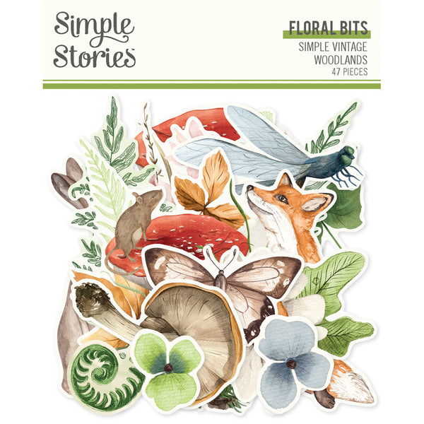 Simple Stories, Simple Vintage Woodlands Bits & Pieces 34/Pkg. Floral (24723)