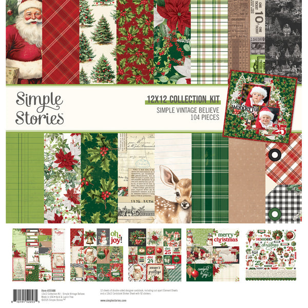 Simple Stories Collection Kit 12"X12, Simple Vintage Believe (#25500)