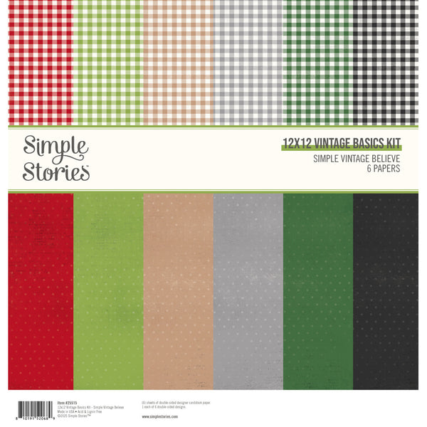 Simple Stories, Vintage Basics Kit 12"X12", Simple Vintage Believe (25515)
