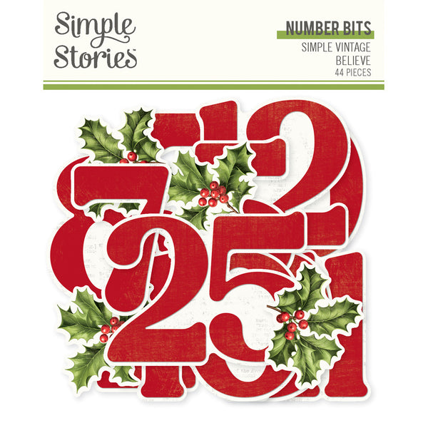 Simple Stories, Simple Vintage Believe, Bits & Pieces Die-Cuts, Number (#25527)