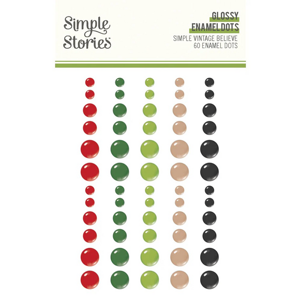 Simple Stories, Glossy Enamel Dots, 60/Pkg, Simple Vintage Believe (#25535)