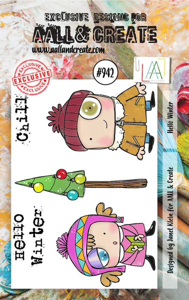 AALL And Create #942, A7 Photopolymer Clear Stamp Set by Janet Klein, Hello Winter