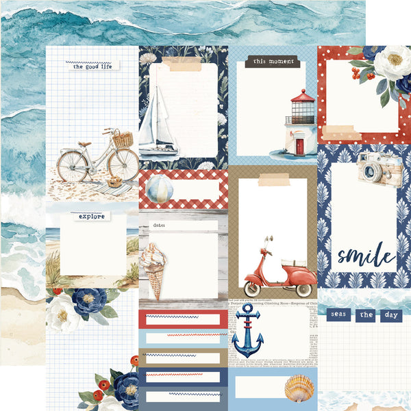 Simple Stories, Vintage Sand & Sea, Double-Sided Paper 12"X12", Journal Elements (26913)