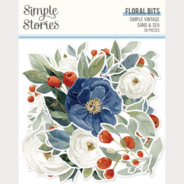 Simple Stories Floral Bits & Pieces Die Cuts, Simple Vintage Sand & Sea (26928)