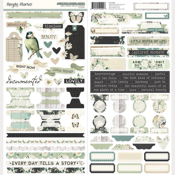 Simple Stories Basics Cardstock Stickers 12"X12", Simple Vintage Timeless Harmony (27003)