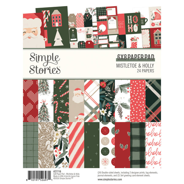 Simple Stories Paper Pad 6"X8", Mistletoe & Holly (27716)