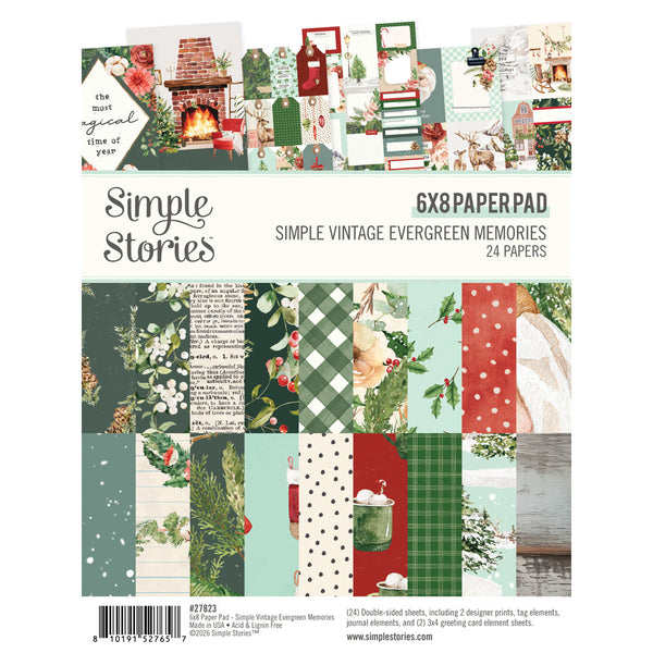 Simple Stories Paper Pad 6"X8", Simple Vintage Evergreen Memories (27823)