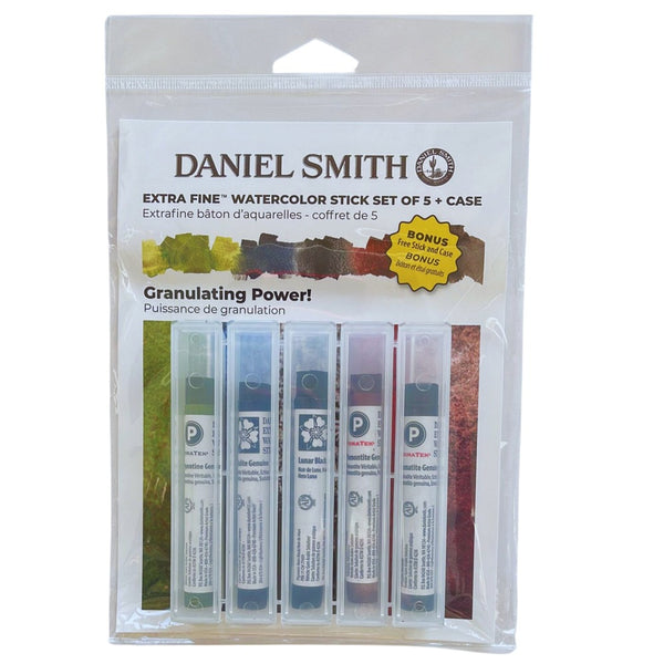 Daniel Smith, Professional Quality Extra Fine Watercolor Stick Set, Granulating Power!(5pc) with case