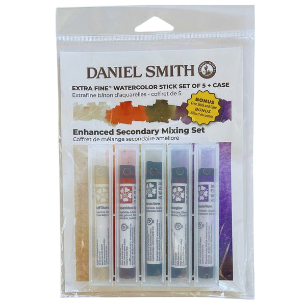 Daniel Smith, Professional Quality Extra Fine Watercolor Stick Set, Enhanced Secondary Mixing Set (5pc) with case