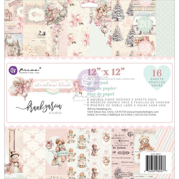 Prima Marketing Double-Sided Paper Pad 12"X12" 16/Pkg, Christmas Blush (982577)