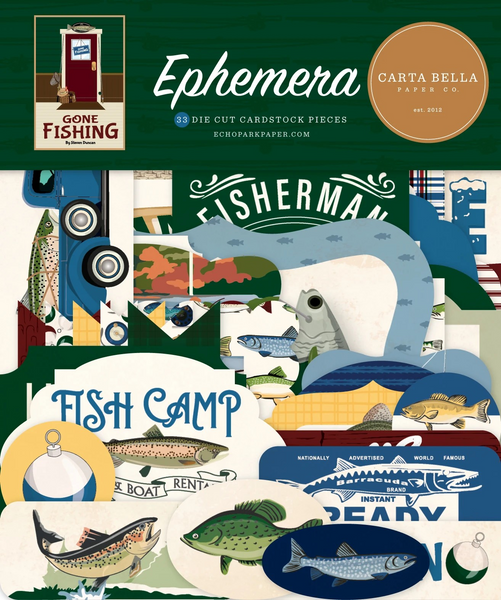 Carta Bella Cardstock Ephemera 33/Pkg, Frames & Tags, Gone Fishing (CBGF374024)