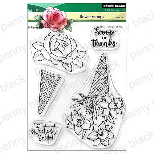 Penny Black, Clear Stamps, 5"x7",  Flower Scoops (31-130)