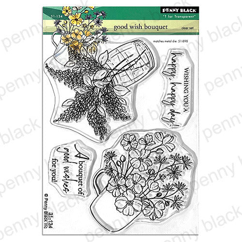 Penny Black, Clear Stamps, 5"x7",  Good Wish Bouquet (31-134)