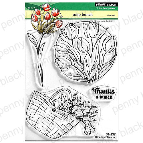 Penny Black, Clear Stamps, 5"x7",  Tulip Bunch (31-137)
