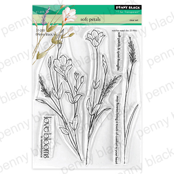 Penny Black Clear Stamps 5"x6.5", Soft Petals (31-205)