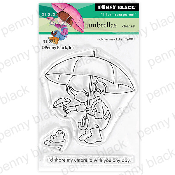 Penny Black Clear Stamps, 3"x4",  Umbrellas (31-223)