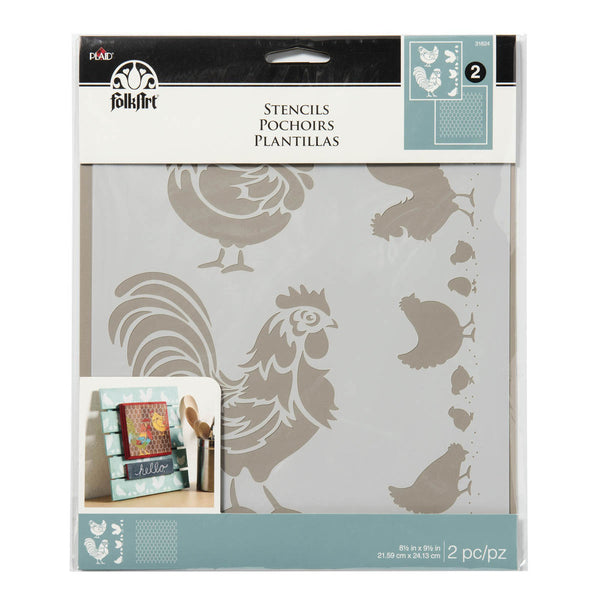FolkArt Stencils, 8.5" x 9.5", Chicken Coop (2pc)