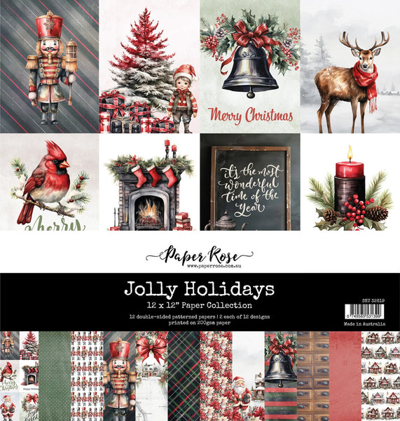 Paper Rose, 12X12 Double-Sided Patterned Paper Collection, Jolly Holidays