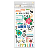 Vicki Boutin Where To Next Thickers Stickers 88/Pkg, Happy Life Phrase/Chipboard