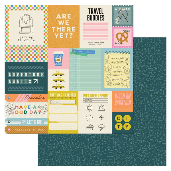 American Crafts Patterned Double-Sided Cardstock 12"X12", Coast to Coast, Adventure Awaits (34025921)