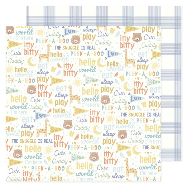American Crafts Patterned Double-Sided Cardstock 12"X12", Hello Little Boy, Itty Bitty (#34030004)