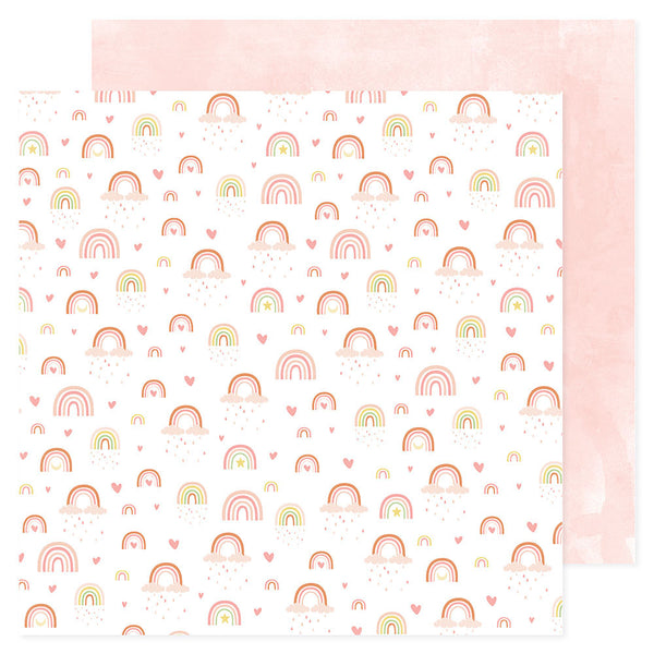 American Crafts Patterned Double-Sided Cardstock 12"X12", Rainbows, Hello Little Girl (#34030031)