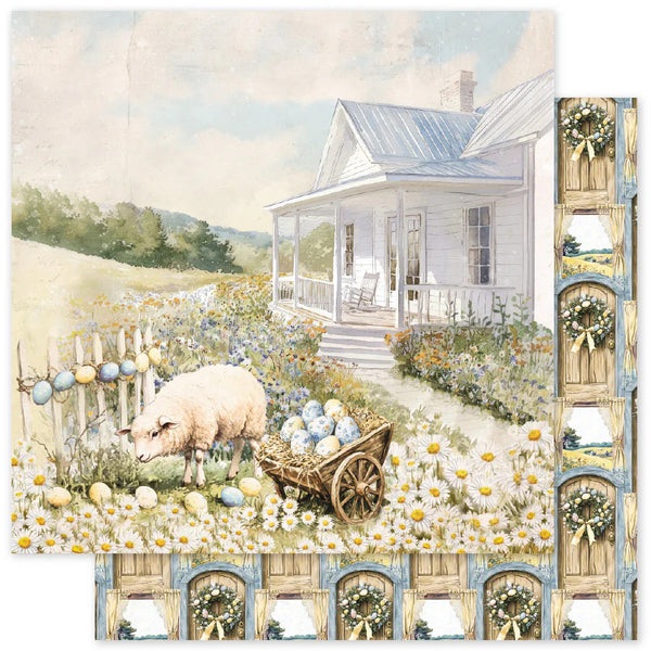 Paper Rose, 12X12 Double Sided Paper, Rustic Easter - A (34167)